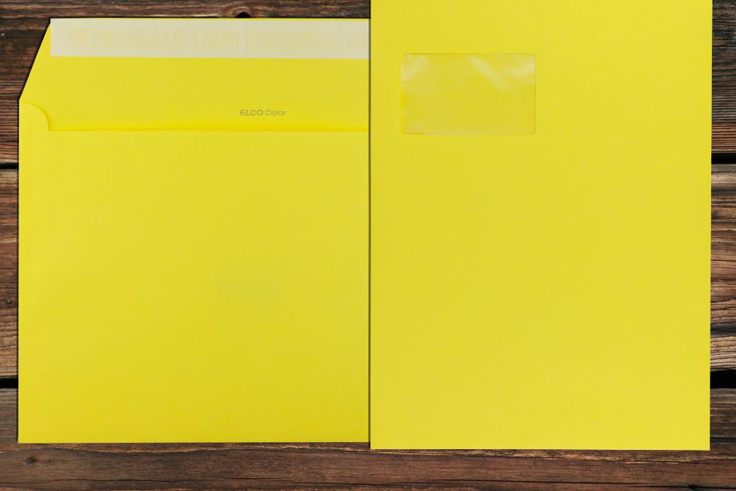 Briefhüllen mit Fenster C4 229x324 mm Haftklebend Intensivgelb 120 g/qm